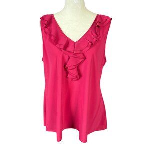 Spense crimson sleeveless pullover sheer ruffle tank top blouse women's size XL